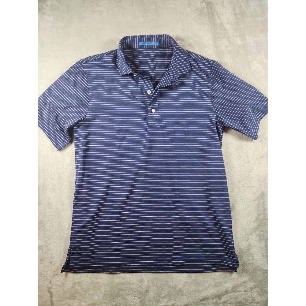 J McLaughlin Performance Polo Shirt Men S Bimini Blue‎ White Razor Stripe